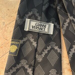 Versace Black and Gray Patterned Tie